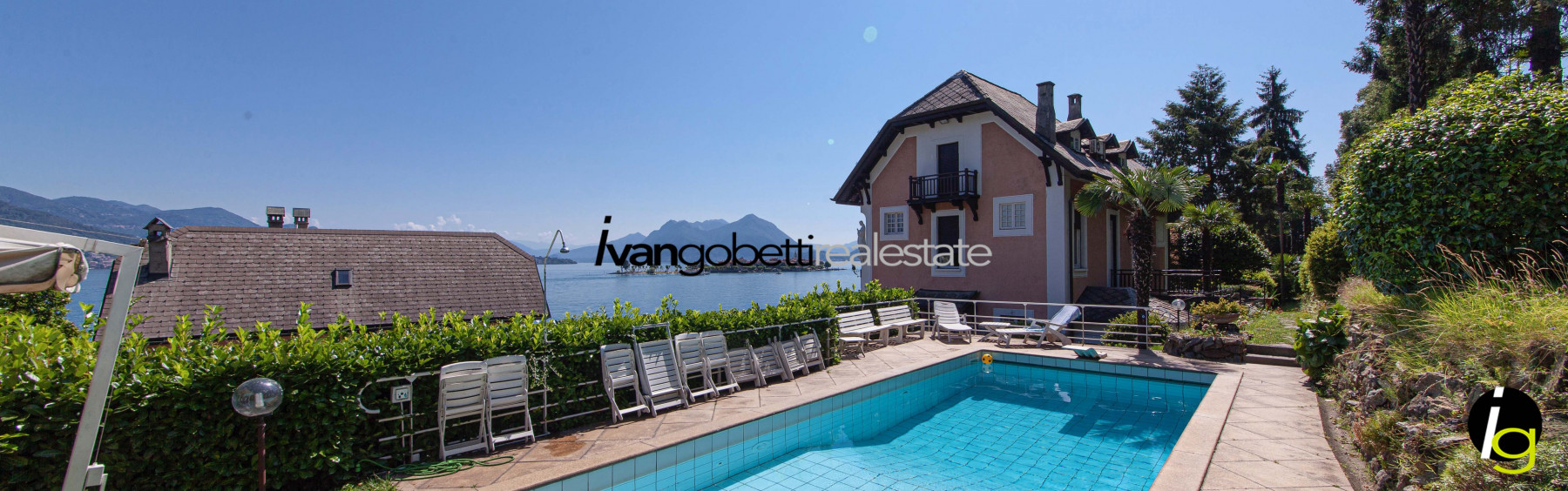 Lake Maggiore Baveno Period villa overlooking the Borromean Gulf with swimming pool and dock.<br/><span>Product Code: 160822